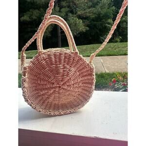 Round Straw Crossbody Bag Woven Raffia Paper Beach Purse Boho Resort Tote